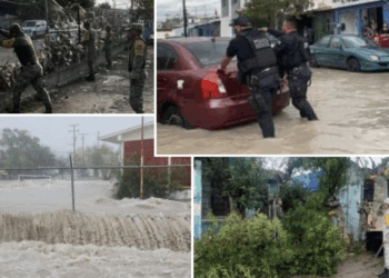 Sedena , Guardia Nacional y elementos de corporaciones estatales auxilian a Piedras Negras tras fuerte tormenta.