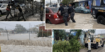 Sedena , Guardia Nacional y elementos de corporaciones estatales auxilian a Piedras Negras tras fuerte tormenta.