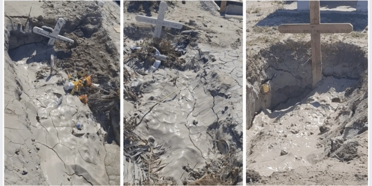 La nueva sección del camposanto presenta mayor número de tumbas hundidas por falta de compactación.