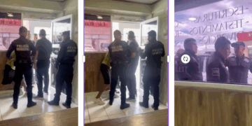 En la grabación se aprecia como el licenciado Tamez intenta dialogar con los policías, quienes contestaron con amenaza de detener también al notario.