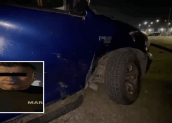 Militar choca en bulevar Pérez Treviño.