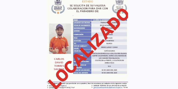 Carlos David Torres regresó por voluntad propia a casa de sus padres; autoridades concluyeron la investigación.