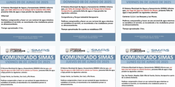 Se vuelve costumbre: Simas emite constantes avisos por baja presión o falta de agua en Piedras Negras.