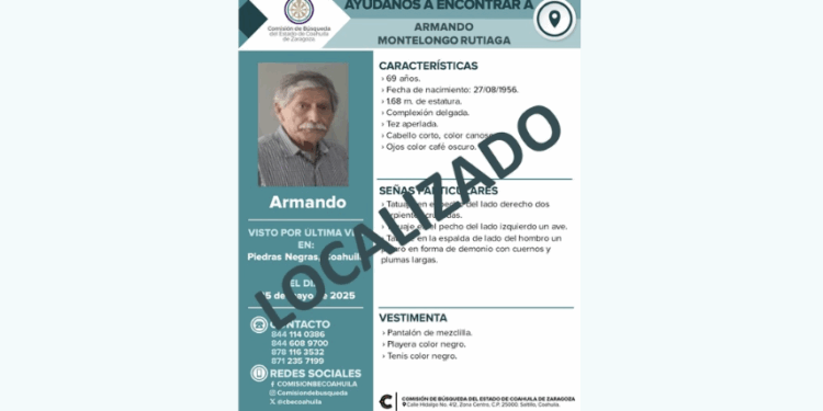 Armando Montelongo Rutiaga fue encontrado en Durango tras trasladarse voluntariamente sin avisar; autoridades confirman que no se trató de un delito.