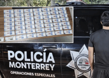Detienen a menor en Monterrey con más de 24 mil pesos en billetes falsos tras revisión por conducta inapropiada.