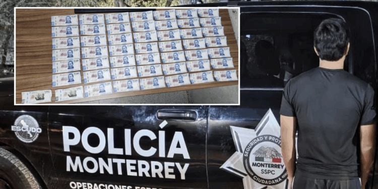 Detienen a menor en Monterrey con más de 24 mil pesos en billetes falsos tras revisión por conducta inapropiada.