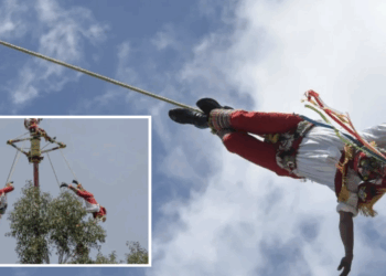Colapsa poste de los Voladores de Papantla en Tihuatlán; cinco danzantes resultan heridos.