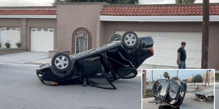 Exceso de velocidad causa choque y volcadura en Piedras Negras.