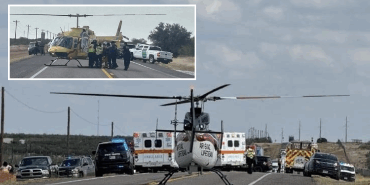 Trasladan en helicóptero a lesionados por volcadura en Eagle Pass.
