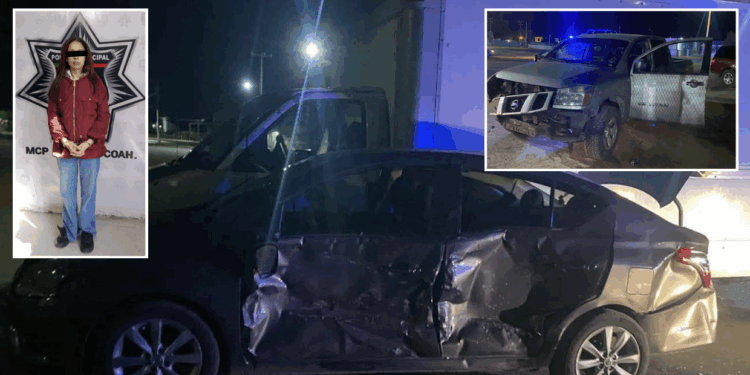 Regidora del PT embiste vehículo de su esposo en San Juan de Sabinas.