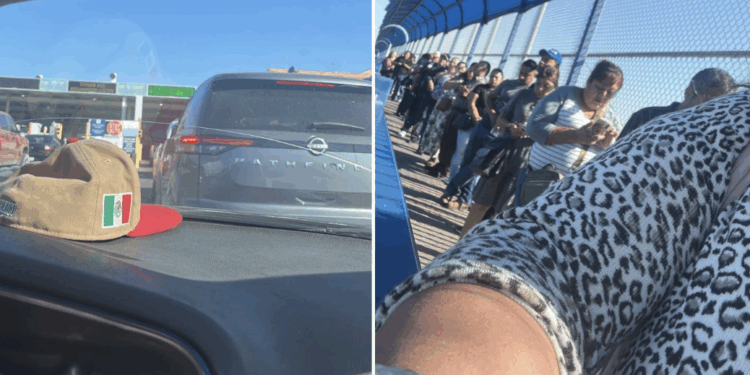 Esperas superiores a cinco horas para ingresar a Eagle Pass. Las filas a pie también se alargaron, llegando hasta la mitad del puente