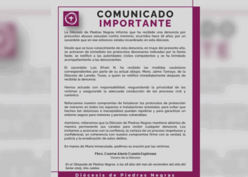 Iglesia emite comunicado oficial por caso de sacerdote investigado desde 2007.