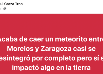 Reportan presunta caída de meteorito.