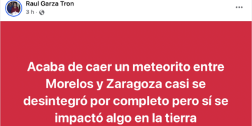Reportan presunta caída de meteorito.