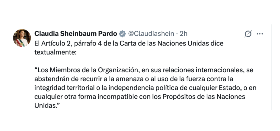 Sheinbaum condena acción militar de Estados Unidos en Venezuela – Demos