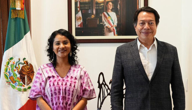 Nadia López García y Mario Delgado, durante el anuncio del nombramiento.