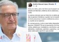 El expresidente López Obrador difundió el mensaje la noche del sábado en redes sociales.