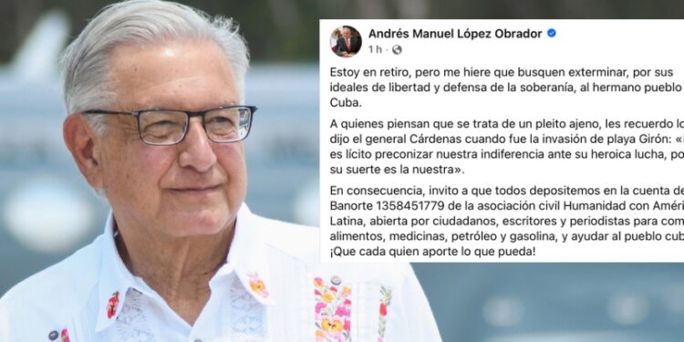 El expresidente López Obrador difundió el mensaje la noche del sábado en redes sociales.