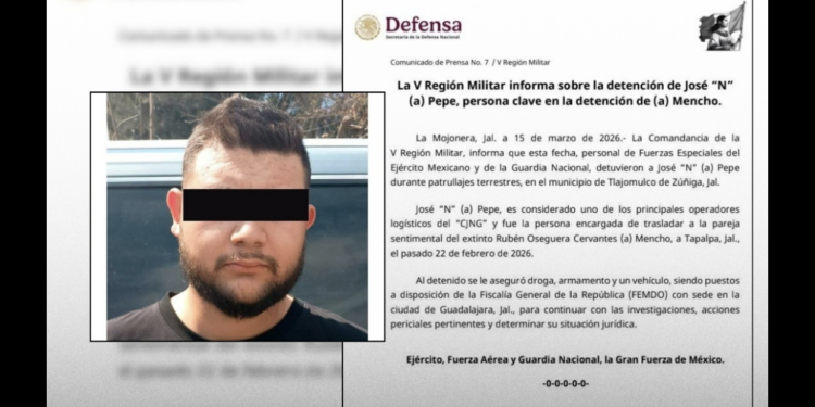 Elementos del Ejército y la Guardia Nacional realizaron la detención durante patrullajes en Tlajomulco de Zúñiga, Jalisco.