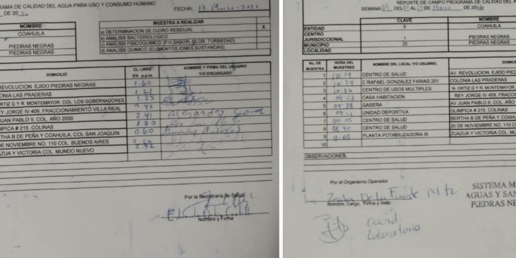 Resultados oficiales avalan calidad del agua en Piedras Negras.