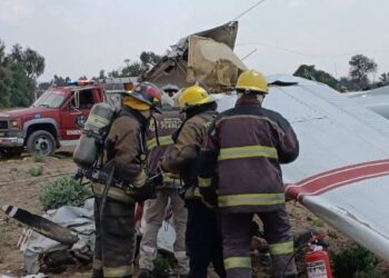 La aeronave cayó en una zona de cultivo en Huejotzingo.