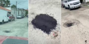 Critican vecinos reparaciones de baches en la Guillén por “hacerlas a la brava”.