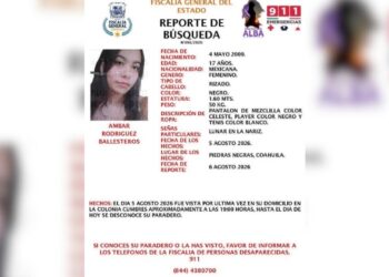 Piden apoyo ciudadano para localizar a joven de 17 años desaparecida en Piedras Negras.